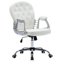 vidaXL Silla de oficina giratoria de cuero sintético blanco 