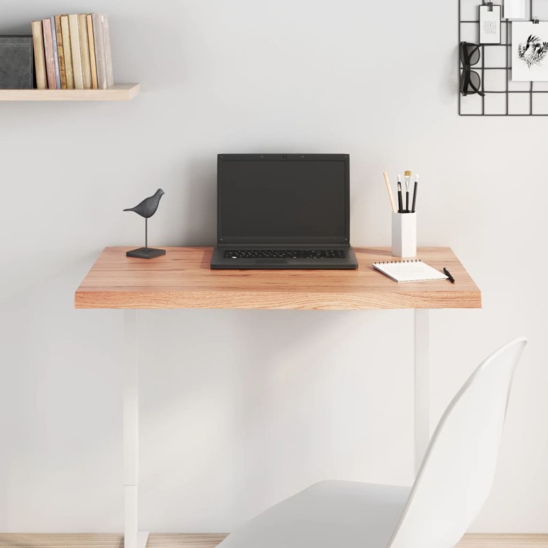 vidaXL Tablero mesa madera roble tratada marrón claro 80x40x(2-4) cm vidaXL Tablero mesa madera roble tratada marrón claro 80x40x(2-4) cm