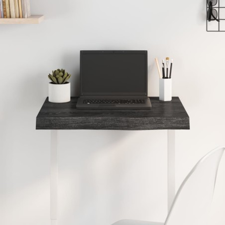 vidaXL Tablero mesa madera roble tratada gris oscuro 60x50x(2-6) cm