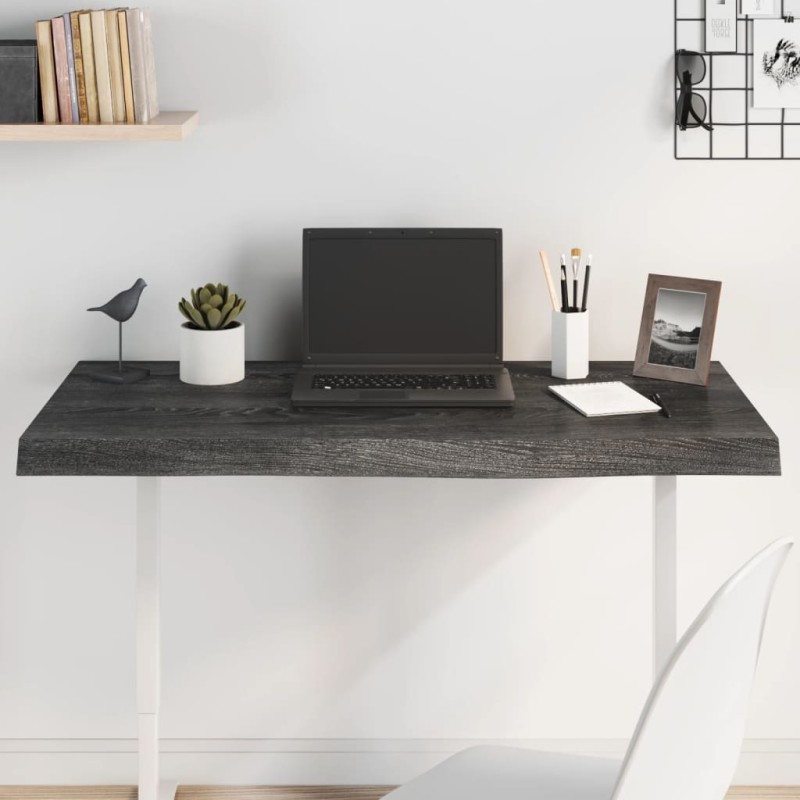 vidaXL Tablero mesa madera roble tratada gris oscuro 100x40x(2-6) cm vidaXL Tablero mesa madera roble tratada gris oscuro 100x40x(2-6) cm