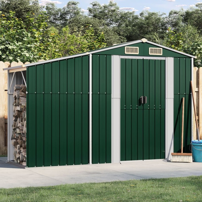 vidaXL Cobertizo de jardín acero galvanizado verde 277x93x179 cm vidaXL Cobertizo de jardín acero galvanizado verde 277x93x179 cm
