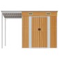 vidaXL Cobertizo con tejado largo acero marrón claro 277x110,5x181 cm vidaXL Cobertizo con tejado largo acero marrón claro 277x110,5x181 cm