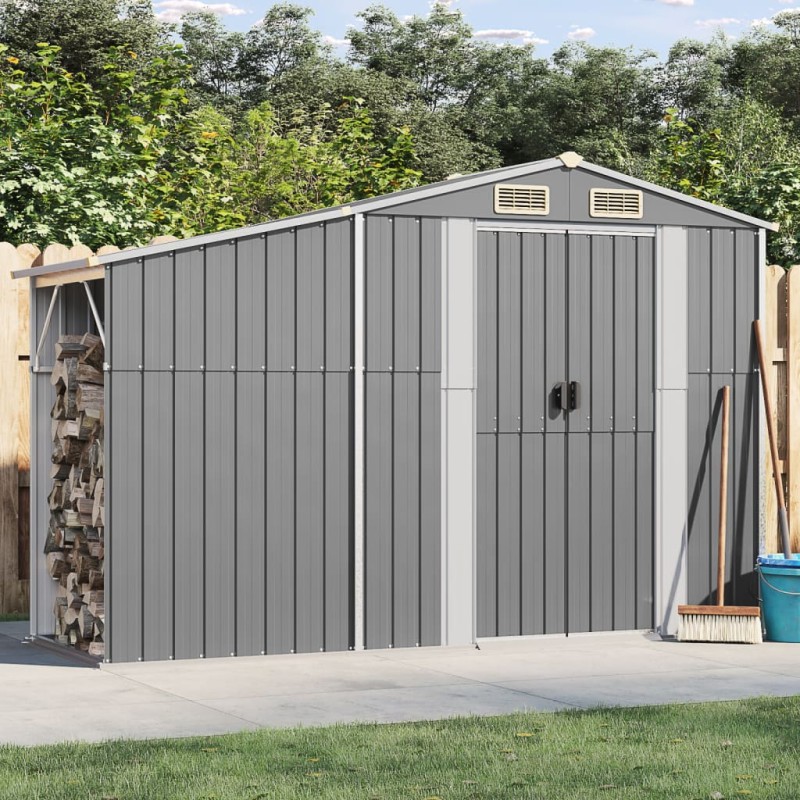 vidaXL Cobertizo de jardín acero galvanizado gris 277x93x179 cm