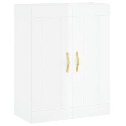 vidaXL Armario de pared madera ingeniería blanco brillo 69,5x34x90 cm