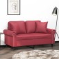 vidaXL Sofá de 2 plazas con cojines cuero sintético rojo tinto 120 cm vidaXL Sofá de 2 plazas con cojines cuero sintético rojo tinto 120 cm