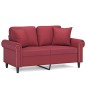 vidaXL Sofá de 2 plazas con cojines cuero sintético rojo tinto 120 cm vidaXL Sofá de 2 plazas con cojines cuero sintético rojo tinto 120 cm