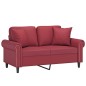 vidaXL Sofá de 2 plazas con cojines cuero sintético rojo tinto 120 cm vidaXL Sofá de 2 plazas con cojines cuero sintético rojo tinto 120 cm