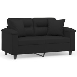 vidaXL Sofá de 2 plazas con cojines tela de microfibra negro 120 cm