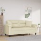 vidaXL Sofá de 2 plazas con cojines cuero sintético color crema 140 cm vidaXL Sofá de 2 plazas con cojines cuero sintético color crema 140 cm