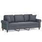 vidaXL Sofá de 3 plazas con cojines terciopelo gris oscuro 180 cm vidaXL Sofá de 3 plazas con cojines terciopelo gris oscuro 180 cm