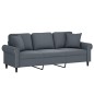 vidaXL Sofá de 3 plazas con cojines terciopelo gris oscuro 180 cm vidaXL Sofá de 3 plazas con cojines terciopelo gris oscuro 180 cm