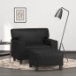 vidaXL Sillón con taburete cuero sintético negro 60 cm vidaXL Sillón con taburete cuero sintético negro 60 cm