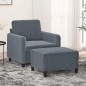 vidaXL Sillón con taburete terciopelo gris oscuro 60 cm vidaXL Sillón con taburete terciopelo gris oscuro 60 cm