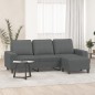 vidaXL Sofá de 3 plazas con taburete de tela gris oscuro 180 cm vidaXL Sofá de 3 plazas con taburete de tela gris oscuro 180 cm