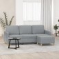 vidaXL Sofá de 3 plazas con taburete de tela gris claro 180 cm vidaXL Sofá de 3 plazas con taburete de tela gris claro 180 cm