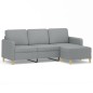 vidaXL Sofá de 3 plazas con taburete de tela gris claro 180 cm vidaXL Sofá de 3 plazas con taburete de tela gris claro 180 cm
