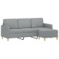 vidaXL Sofá de 3 plazas con taburete de tela gris claro 180 cm vidaXL Sofá de 3 plazas con taburete de tela gris claro 180 cm