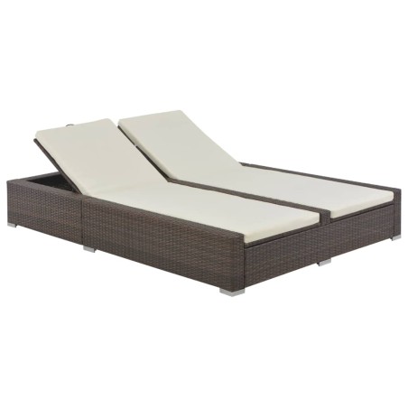 vidaXL Tumbona doble ratán sintético marrón