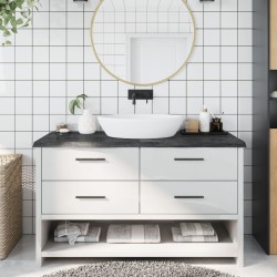 vidaXL Encimera baño madera maciza tratada gris oscuro 140x60x(2-4) cm