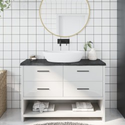 vidaXL Encimera baño madera maciza tratada gris oscuro 120x60x(2-4) cm
