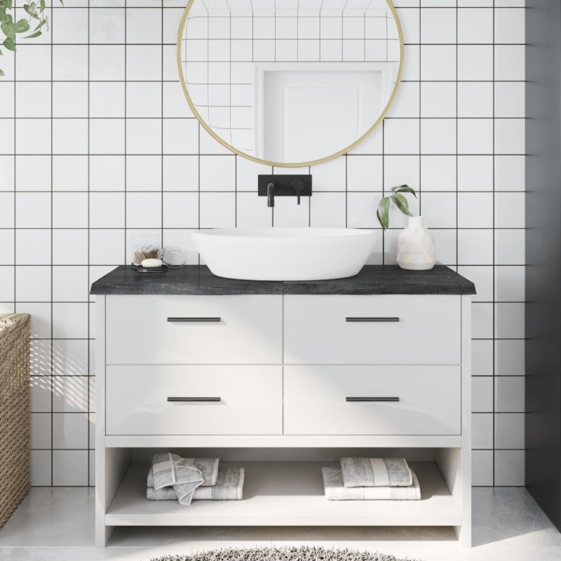 vidaXL Encimera baño madera maciza tratada gris oscuro 120x60x(2-4) cm vidaXL Encimera baño madera maciza tratada gris oscuro 120x60x(2-4) cm