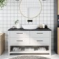 vidaXL Encimera baño madera maciza tratada gris oscuro 140x50x(2-4) cm vidaXL Encimera baño madera maciza tratada gris oscuro 140x50x(2-4) cm