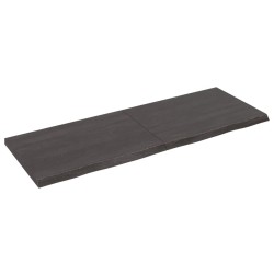 vidaXL Encimera baño madera maciza tratada gris oscuro 140x50x(2-4) cm