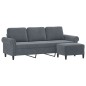 vidaXL Sofá de 3 plazas con taburete de terciopelo gris oscuro 180 cm vidaXL Sofá de 3 plazas con taburete de terciopelo gris oscuro 180 cm