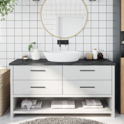 vidaXL Encimera baño madera maciza tratada gris oscuro 160x50x(2-4) cm