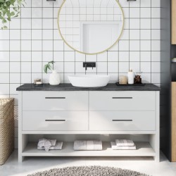 vidaXL Encimera baño madera maciza tratada gris oscuro 160x40x(2-4) cm