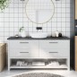 vidaXL Encimera baño madera maciza tratada gris oscuro 160x40x(2-4) cm vidaXL Encimera baño madera maciza tratada gris oscuro 160x40x(2-4) cm