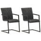 vidaXL Sillas voladizas de comedor 2 unidades cuero auténtico negro vidaXL Sillas voladizas de comedor 2 unidades cuero auténtico negro