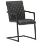 vidaXL Sillas voladizas de comedor 2 unidades cuero auténtico negro vidaXL Sillas voladizas de comedor 2 unidades cuero auténtico negro