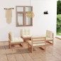 vidaXL Muebles de jardín 4 piezas con cojines de madera de pino maciza vidaXL Muebles de jardín 4 piezas con cojines de madera de pino maciza