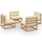vidaXL Muebles de jardín 4 piezas con cojines de madera de pino maciza vidaXL Muebles de jardín 4 piezas con cojines de madera de pino maciza