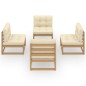vidaXL Muebles de jardín 4 piezas con cojines de madera de pino maciza vidaXL Muebles de jardín 4 piezas con cojines de madera de pino maciza