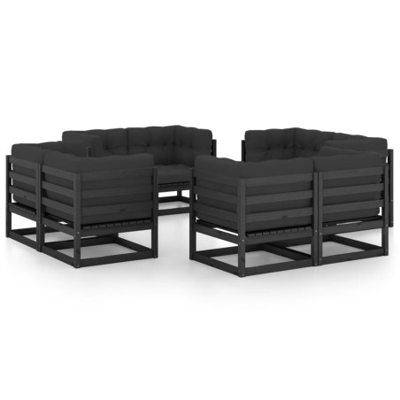 vidaXL Muebles de jardín 8 piezas con cojines de madera de pino maciza
