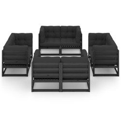 vidaXL Muebles de jardín 8 piezas con cojines de madera de pino maciza
