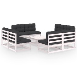 vidaXL Juego de muebles de jardín 9 pzas y cojines madera pino maciza