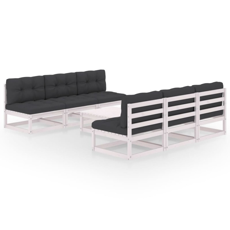 vidaXL Juego de muebles de jardín 7 pzas y cojines madera pino maciza vidaXL Juego de muebles de jardín 7 pzas y cojines madera pino maciza