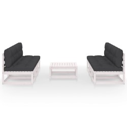 vidaXL Juego de muebles de jardín 7 pzas y cojines madera pino maciza