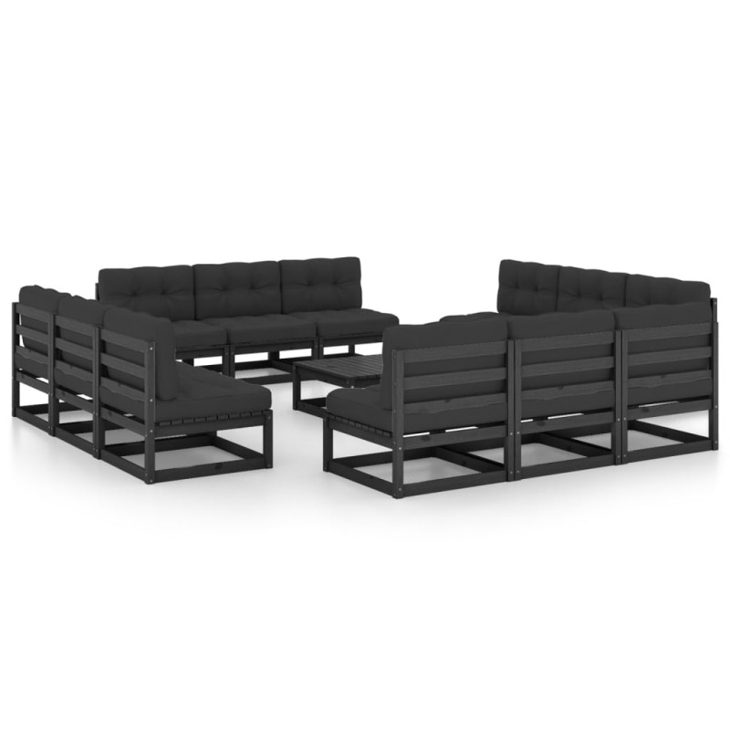 vidaXL Juego de muebles de jardín 13 pzas y cojines madera pino maciza vidaXL Juego de muebles de jardín 13 pzas y cojines madera pino maciza