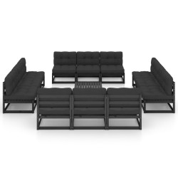 vidaXL Juego de muebles de jardín 13 pzas y cojines madera pino maciza