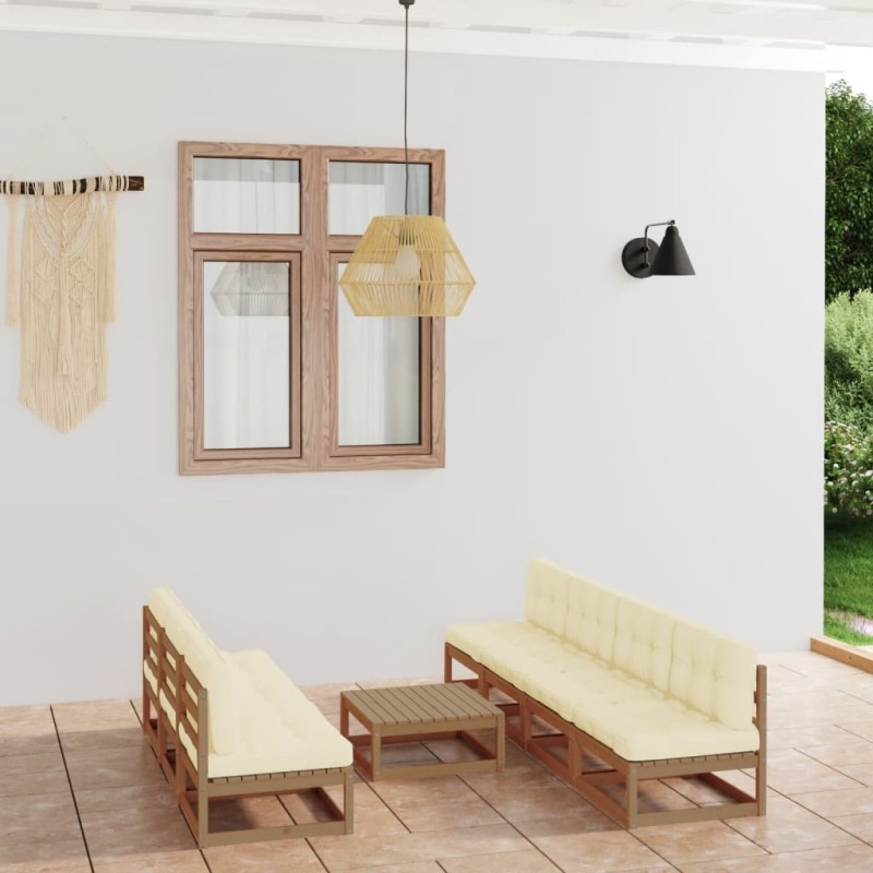 vidaXL Muebles de jardín 8 piezas con cojines de madera de pino maciza