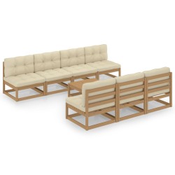 vidaXL Muebles de jardín 8 piezas con cojines de madera de pino maciza