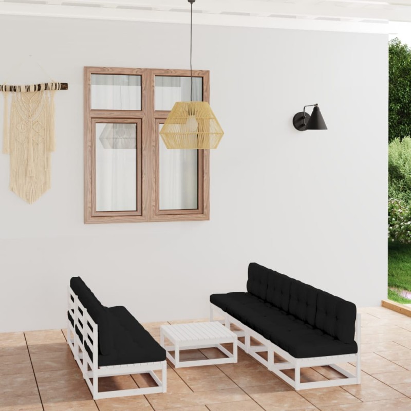 vidaXL Muebles de jardín 8 piezas con cojines de madera de pino maciza vidaXL Muebles de jardín 8 piezas con cojines de madera de pino maciza