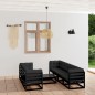 vidaXL Juego de muebles de jardín 8 pzas y cojines madera pino maciza vidaXL Juego de muebles de jardín 8 pzas y cojines madera pino maciza