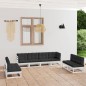vidaXL Juego de muebles de jardín 8 pzas y cojines madera pino maciza vidaXL Juego de muebles de jardín 8 pzas y cojines madera pino maciza