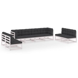 vidaXL Juego de muebles de jardín 8 pzas y cojines madera pino maciza