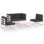 vidaXL Juego de muebles de jardín 5 pzas y cojines madera pino maciza vidaXL Juego de muebles de jardín 5 pzas y cojines madera pino maciza